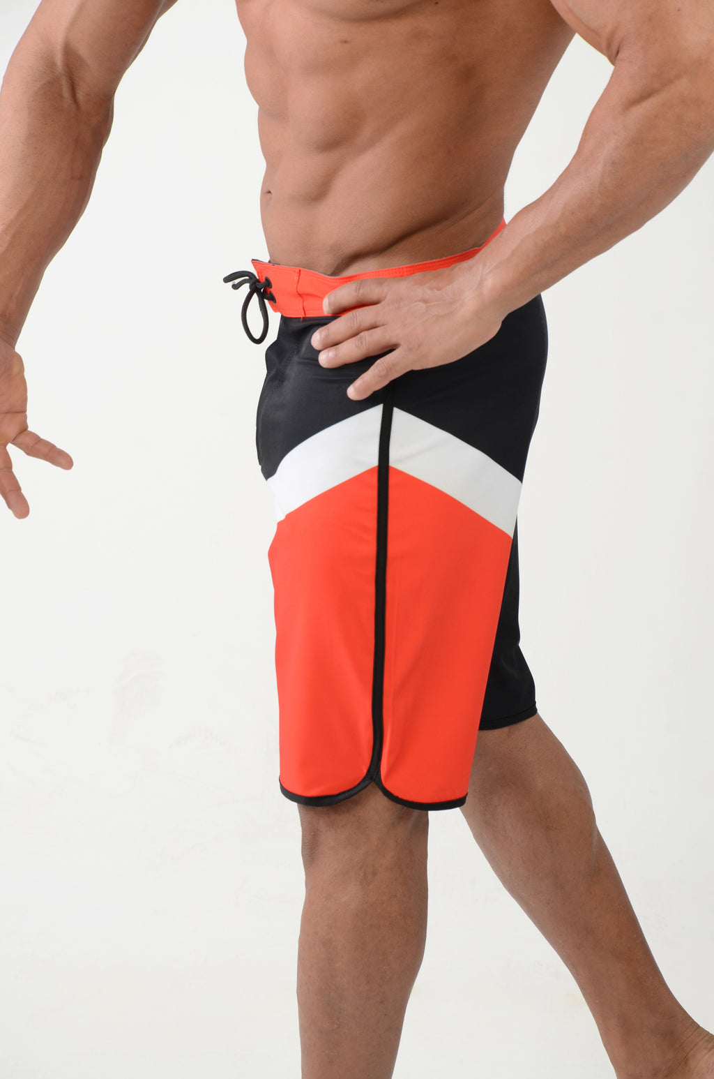 Red Physique shorts, colored on the side with white and red, V2