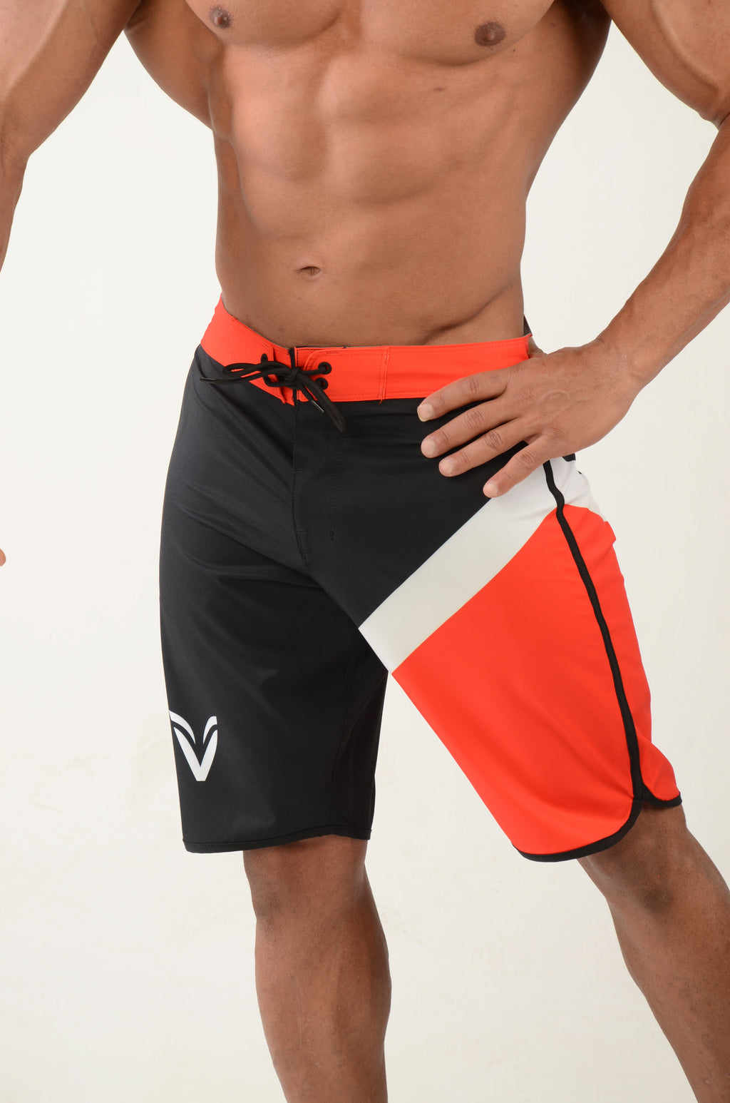 Red Physique shorts, colored on the side with white and red, V2