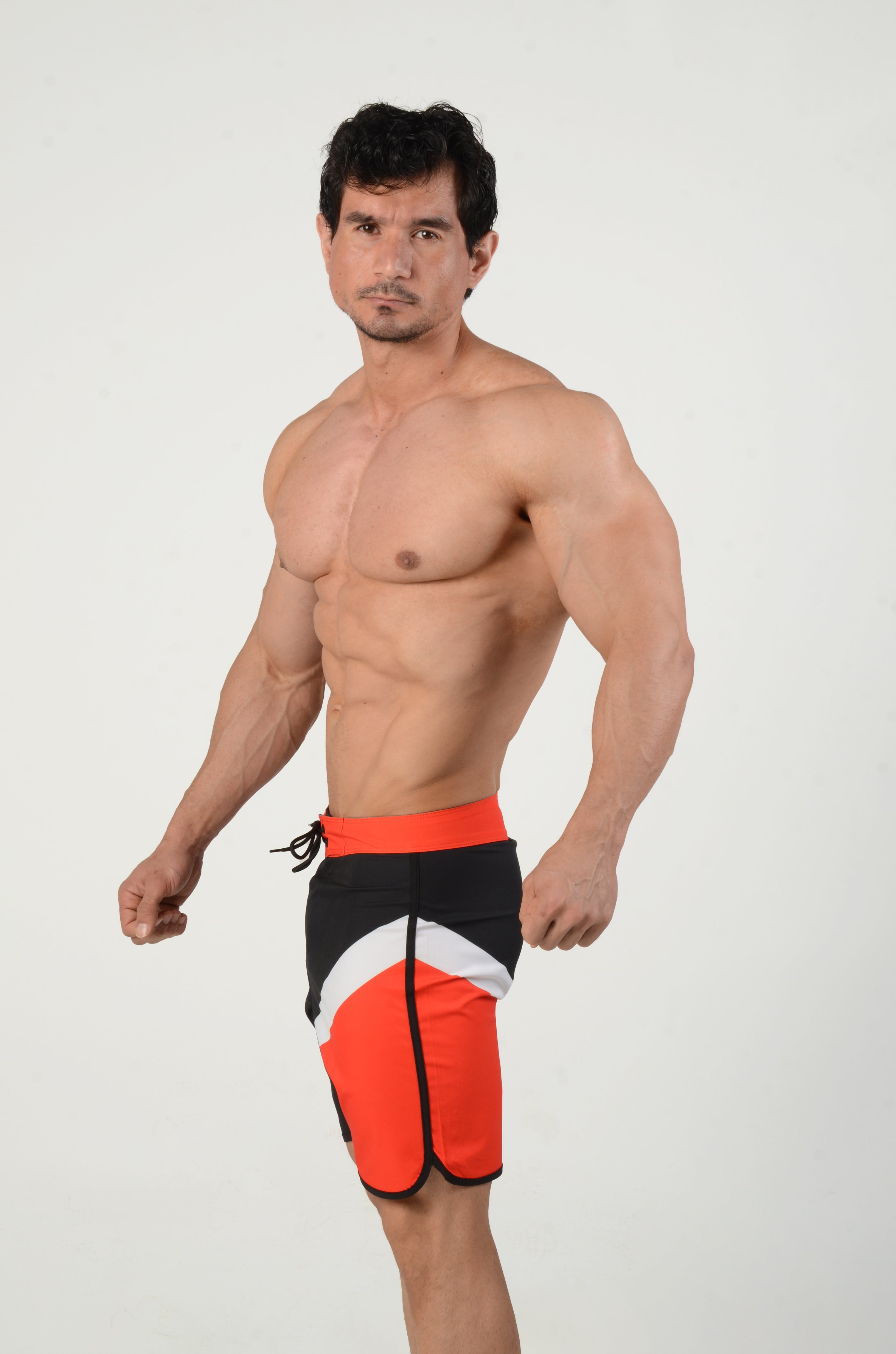 Red Physique shorts, colored on the side with white and red, V2